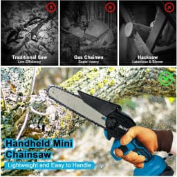 JAUHI Portable 6inch Electric Chainsaw Rechargeable Small Wood Spliting Chainsaw One-handed Woodworking Tool for Garden Tools