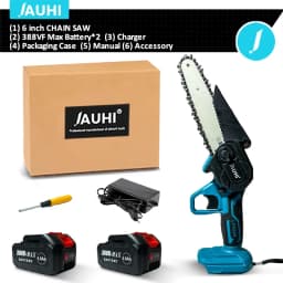JAUHI Portable 6inch Electric Chainsaw Rechargeable Small Wood Spliting Chainsaw One-handed Woodworking Tool for Garden Tools