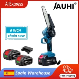 JAUHI Portable 6inch Electric Chainsaw Rechargeable Small Wood Spliting Chainsaw One-handed Woodworking Tool for Garden Tools