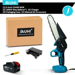 JAUHI Portable 6inch Electric Chainsaw Rechargeable Small Wood Spliting Chainsaw One-handed Woodworking Tool for Garden Tools