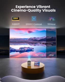 TOPTRO Projector Android 9.0 1080P 380ANSI Portable Projetor 1280*720P Auto Keystone Electric Focus Built-in Battery Home Cinema