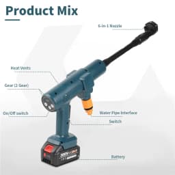 200Bar Brushless Electric High Pressure Washer Water Gun 6IN1 Cordless Car Washer Cleaning Garden For Makita 18V Battery