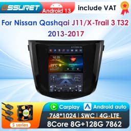 9.7inch 2DIN Android 13 Car Radio for Nissan Qashqai J11/X-Trail 3 T32 2013-2017 Multimedia Stereo Wireless Carplay 360Camera
