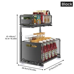 2 Tier Pull Out Cabinet Organizer Kitchen Storage Rack Under Sink Organizer Spice Jar Storage Rack Slide Out Drawer