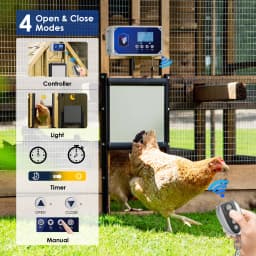 Automatic Door Poultry, 2025 Enhanced Engine, with 2 Remote Controls (up to 40 meters), Automatic 4 Control Modes 6 Months