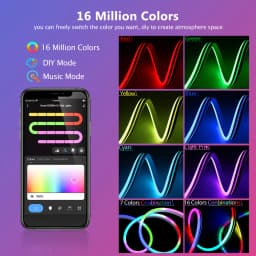 RGBIC Waterproof Flexible Neon LED Strip with App/Remote Control, Music Sync DIY Lamp for Living Room, Bedroom, Wall Decoration