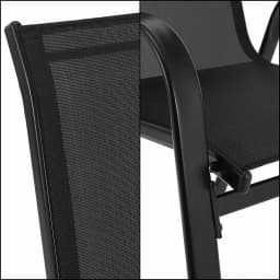 4 Metal Outdoor Chair Set Stackable Patio Textilene Dining Chair Stack Metal Frame Set of 4, Load Weight 150kg, Black,Brown,Gray