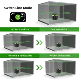 Huepar 903CG Set 12 3D Cross Lines Laser Level Osram Green Laser Beam Self-Leveling 360 Vertical Horizontal with Receiver Tripod