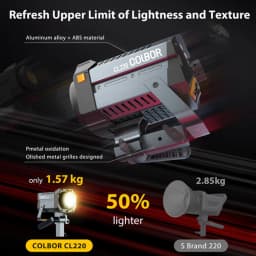 COLBOR CL220 220W 2700-6500K Bi-Color COB LED Video Light with Built-in Mesh Remote Networking Module for Photography Fill Lamp