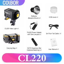 COLBOR CL220 220W 2700-6500K Bi-Color COB LED Video Light with Built-in Mesh Remote Networking Module for Photography Fill Lamp