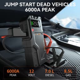 Portable Car Jump Starter, Jump Starter With Air Compressor, 6000A Peak BatteryJumper StarterPortable,Jump Box For Car Battery,