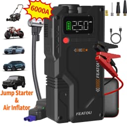 Portable Car Jump Starter, Jump Starter With Air Compressor, 6000A Peak BatteryJumper StarterPortable,Jump Box For Car Battery,