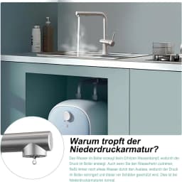 Low Pressure Kitchen Faucet, Pull-Out Kitchen Faucet, 360° Rotation, Brushed Stainless Steel
