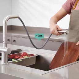 Low Pressure Kitchen Faucet, Pull-Out Kitchen Faucet, 360° Rotation, Brushed Stainless Steel