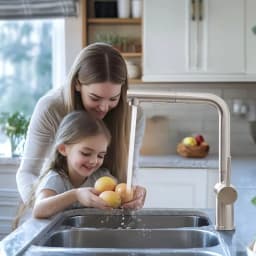 Low Pressure Kitchen Faucet, Pull-Out Kitchen Faucet, 360° Rotation, Brushed Stainless Steel