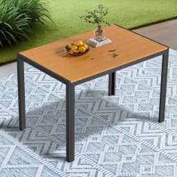 Aluminum Outdoor Dining Table, Patio Metal Slatted Table, Weather Resistant 110x70x73cm Large Rectangular, Yard, Garden, Porch