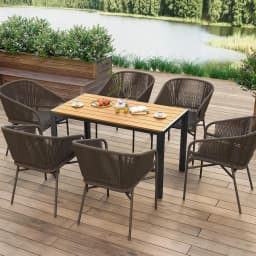 Aluminum Outdoor Dining Table, Patio Metal Slatted Table, Weather Resistant 110x70x73cm Large Rectangular, Yard, Garden, Porch