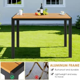 Aluminum Outdoor Dining Table, Patio Metal Slatted Table, Weather Resistant 110x70x73cm Large Rectangular, Yard, Garden, Porch