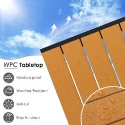 Aluminum Outdoor Dining Table, Patio Metal Slatted Table, Weather Resistant 110x70x73cm Large Rectangular, Yard, Garden, Porch