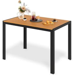 Aluminum Outdoor Dining Table, Patio Metal Slatted Table, Weather Resistant 110x70x73cm Large Rectangular, Yard, Garden, Porch