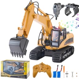 SucceBuy 2.4G Remote Control Excavator Dump Truck 3 in 1 RC Model Car Digger Toy with Light & Sound Construction Vehicle for Kid