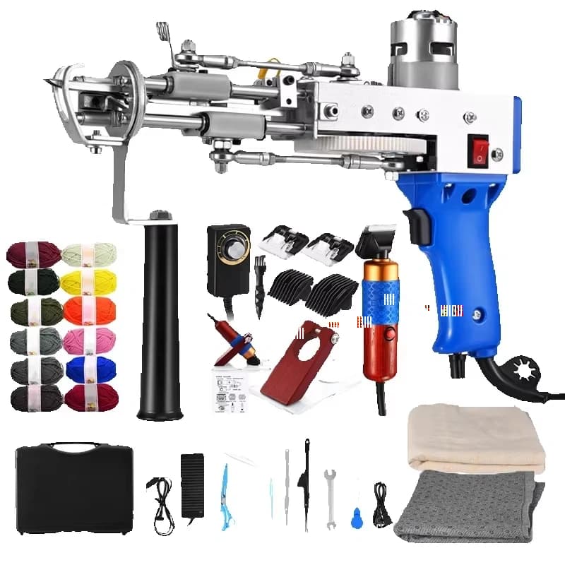 Tufting Gun 2in1 Set with Fabric Carpet Trimmer 5-40 Stitch/sec Adjustable Speed Electric Carpet Gun,7-21mm Focking Machine