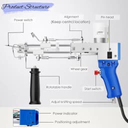 Tufting Gun 2in1 Set with Fabric Carpet Trimmer 5-40 Stitch/sec Adjustable Speed Electric Carpet Gun,7-21mm Focking Machine