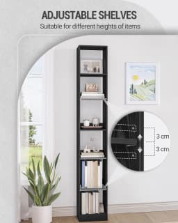 Bookcase, Modern Open Wooden Bookshelf, Storage Racks and Display Shelves for Living Room, Home Office, Bedroom, 6-Tier