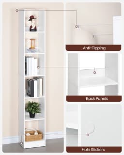 Bookcase, Modern Open Wooden Bookshelf, Storage Racks and Display Shelves for Living Room, Home Office, Bedroom, 6-Tier