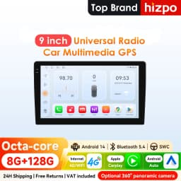 Hizpo 2DIN 9inch Android CarPlay Universal Car Radio Generic Multimedia Player GPS Navigation WiFi Bluetooth RDS DSP SWC 4G-LTE Optional No Canbus