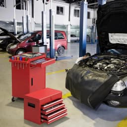 2 in 1 Workshop Trolley with Case & 8 Compartments & Hooks & Adjustable Shelf, Tool Trolley Lockable on Wheels without Tools