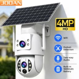 JOOAN 4MP Solar Wifi Camera Dual Lens Outdoor Wireless PIR Human Detection Night Built in Battery Home Security CCTV Video Surveillance