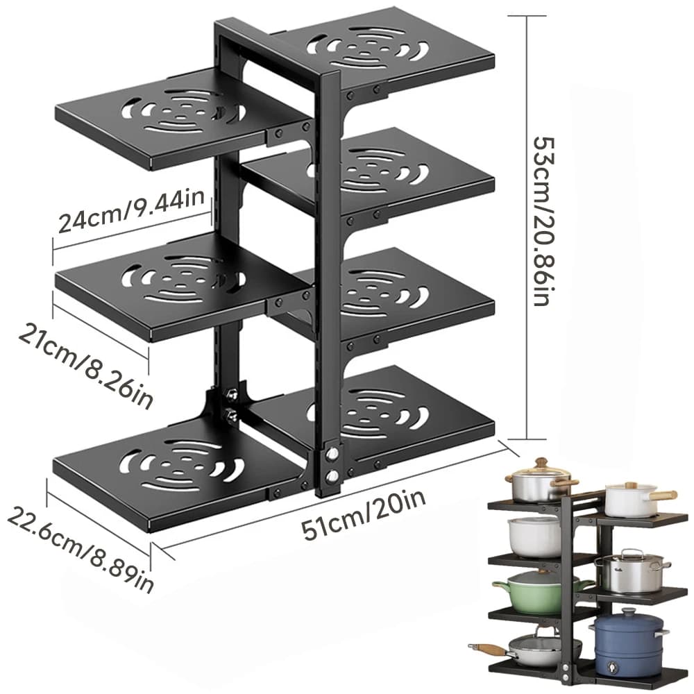 51x53x22.6cm Multi-Layer Sink Cabinet Cookware Pot Cover Cabinet Steel Storage Rack Kitchen Sink Shelf With Adjustable Shelves