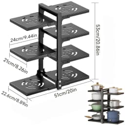 51x53x22.6cm Multi-Layer Sink Cabinet Cookware Pot Cover Cabinet Steel Storage Rack Kitchen Sink Shelf With Adjustable Shelves