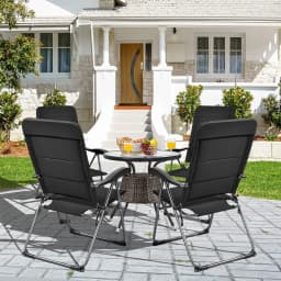 Set of 2 Garden Chairs, Folding Chairs with 7-Way Adjustable Backrest, Folding Balcony Chairs, High-Back, Breathable
