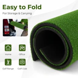 Golf Hitting Mat, 5 ft x 4 ft Artificial Turf Golf Practice Mat w/ 2 Golf Rubber Tees & 2 Alignment Sticks, Portable Golf