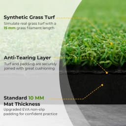 Golf Hitting Mat, 5 ft x 4 ft Artificial Turf Golf Practice Mat w/ 2 Golf Rubber Tees & 2 Alignment Sticks, Portable Golf