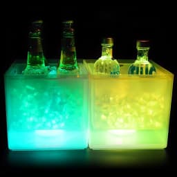 3.5L LED Ice Bucket Double Layer Square Champagne Wine Drinks Beer Bucket with Multi Color Gradual Change for KTV Parties