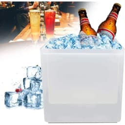 3.5L LED Ice Bucket Double Layer Square Champagne Wine Drinks Beer Bucket with Multi Color Gradual Change for KTV Parties