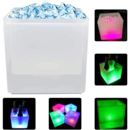 3.5L LED Ice Bucket Double Layer Square Champagne Wine Drinks Beer Bucket with Multi Color Gradual Change for KTV Parties