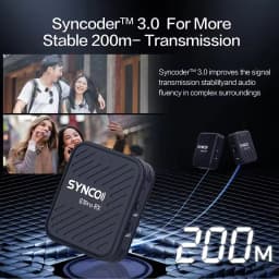 SYNCO G1(A2) Pro Wireless Microphone System with 1 Receiver & 2 Microphones 200M Transmission Range Built-in Battery Mic