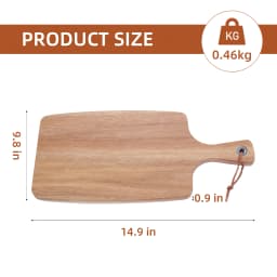 Acacia Rectangular Wood Cutting Board with Handle, Kitchen Wooden Chopping Board for Bread, Meat, Fruits, Cheese and Serving