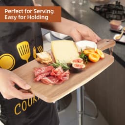Acacia Rectangular Wood Cutting Board with Handle, Kitchen Wooden Chopping Board for Bread, Meat, Fruits, Cheese and Serving