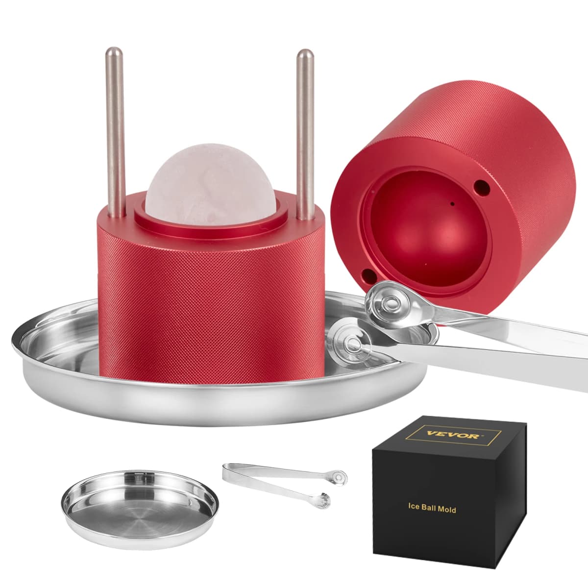 SucceBuy Ice Ball Press 2.4" Ice Ball Maker, Aircraft Al Alloy Ice Ball Press Kit for 60mm Ice Sphere
