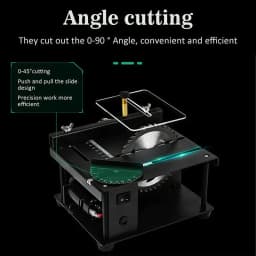 12-24V 200W Table Saw Mini Electric Desktop Saw Cutter Angle Speed Adjustable Cutter for Wood Plastic Acrylic