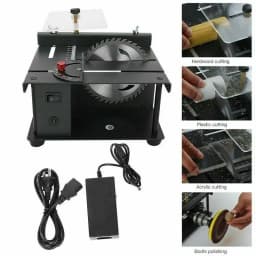 12-24V 200W Table Saw Mini Electric Desktop Saw Cutter Angle Speed Adjustable Cutter for Wood Plastic Acrylic