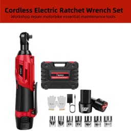 BRIEFNESS Motorcycle Repair Tools Electric Ratchet Wrench Set Rechargeable Cordless Ratchet Wrench Set Electric Wrench Red Black