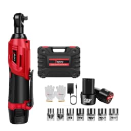 BRIEFNESS Motorcycle Repair Tools Electric Ratchet Wrench Set Rechargeable Cordless Ratchet Wrench Set Electric Wrench Red Black