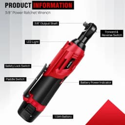 BRIEFNESS Motorcycle Repair Tools Electric Ratchet Wrench Set Rechargeable Cordless Ratchet Wrench Set Electric Wrench Red Black