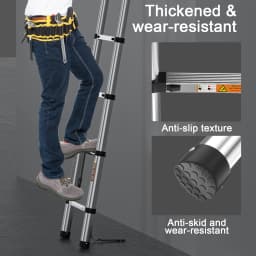 2.6M Foldable Ladders Telescopic Stainless steel Extendable Extension 9 Steps150kg Max. Capacity EN131 Portable for household